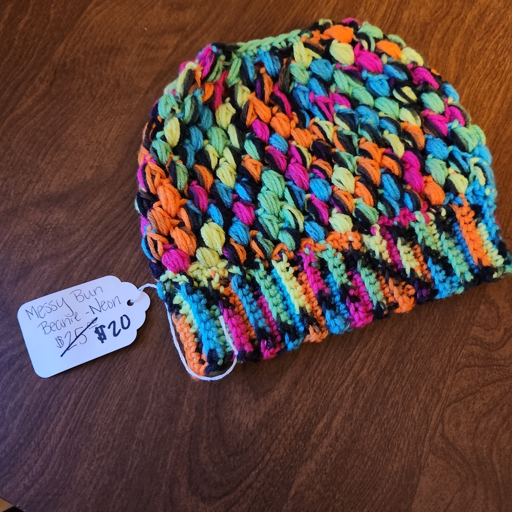 Neon Bun Beanie-Adult Size